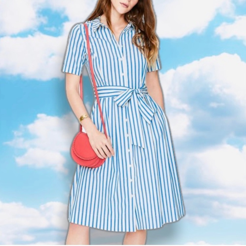 Boden Anastasia Tie Waist Shirt Dress Size 10